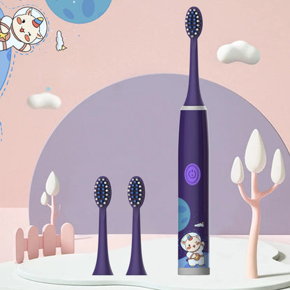 Children's Electric Toothbrush Color Cartoon Space Series Children's Soft Hair Cleaning Brush (Battery Not Included) - image…