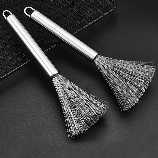 1/2PCS Multi‑Functional Cleaning Brush with Steel Handle Household Cleaning Brush for Home Kitchen Bathroom