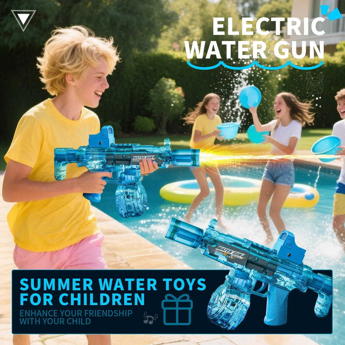 Simulated Firing and Recoil Electric Water Gun Toys Children Automatic Sensor Lights Water Pistol Summer Outdoor Beach Kids…