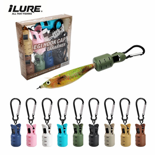 9PCS Squid Jig Protector Webfoot Octopus Egi Hook Cover Cuttlefish Umbrella Lure Cap Wood Shrimp Bait Accessories with Carab…