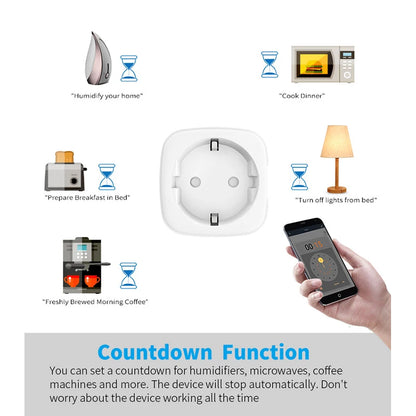 WiFi Smart Plug 16A/20A EU Smart Socket With Power Monitoring Timing Function Works with Tuya Smart Life App Voice Control -…
