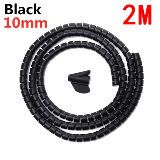 2M/1M Flexible Spiral Cable Wire Protector Cable Organizer Computer Cord Protective Tube Clip Organizer Management Tools 16/…