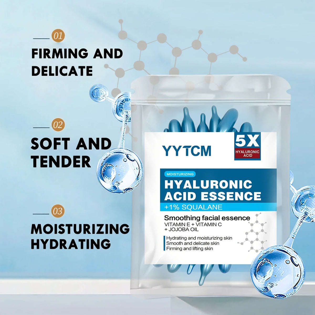 Hyaluronic acid deep moisturizing capsule essence, deep moisturizing and brightening skin essence (0.4gx30 capsules)/bag -1…