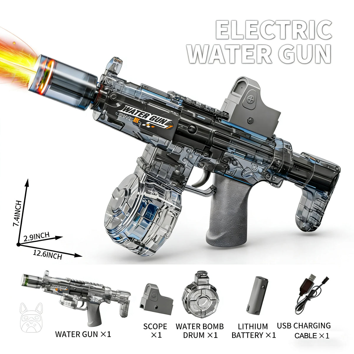 Simulated Firing and Recoil Electric Water Gun Toys Children Automatic Sensor Lights Water Pistol Summer Outdoor Beach Kids…
