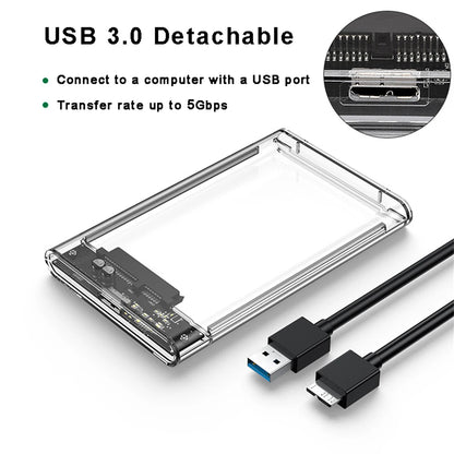USB 3.0 HDD Enclosure 2.5inch SATA SSD Hard Drive Case with 5Gbps Transfer Speed Mobile External Housing Harddisk Boxs Cable…