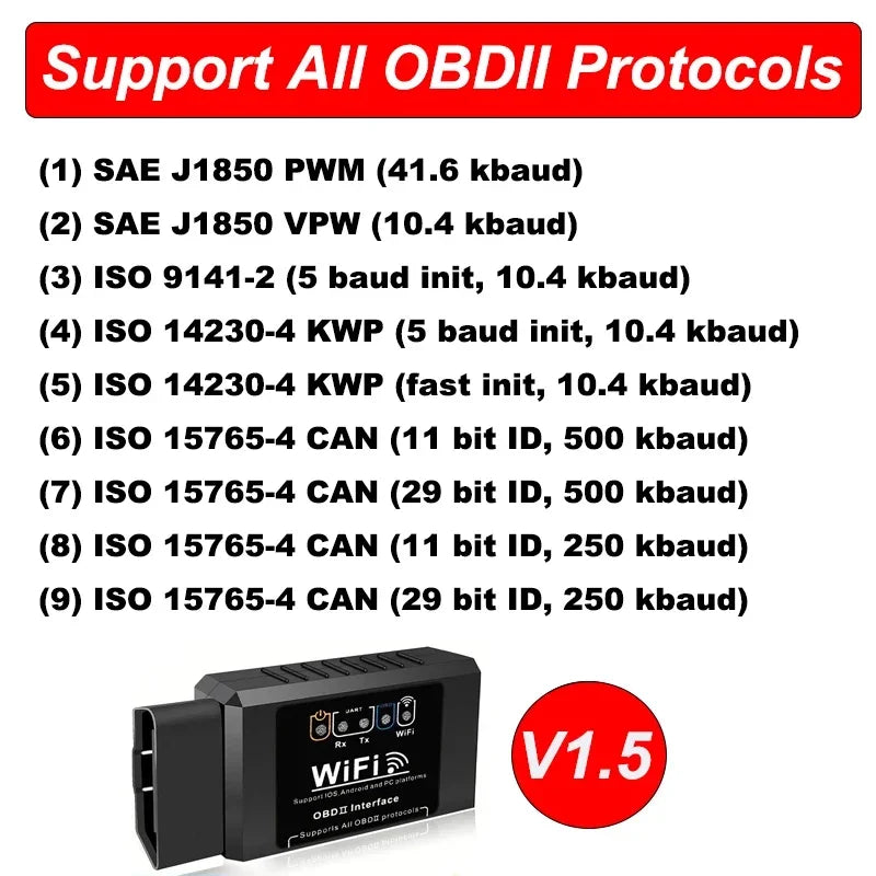 Popular ELM327 WiFi OBD2 Code Reader Scanner V1.5 Car Diagnostic Tools Car Fault Detector For Android/IOS/PC - image 5