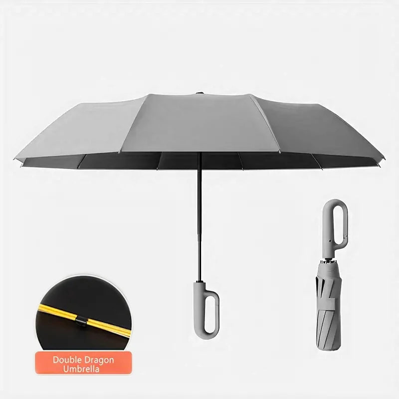 UV Protection Casual Folding UPF50+ Automatic Umbrella With Loop Buckle, Stylish Design Compact Sun, For Outdoor Travel - im…