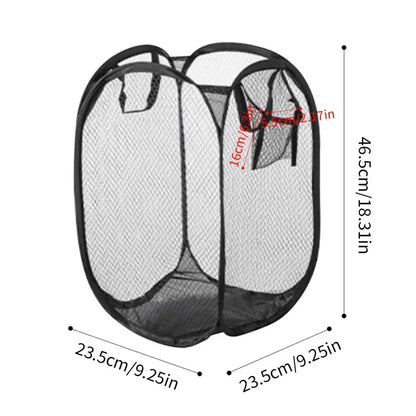 Portable Mesh Pop Up Laundry Hamper Wide Opening Breathable Collapsible Space-Saving Laundry Basket Dorm Travel Bathroom Ite…