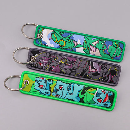 Japanese Anime Elf Monsters Keychain for Cars Backpack Key Holders Embroidery Keyrings Key Tag Jet Tag Accessories Gifts 1pc…