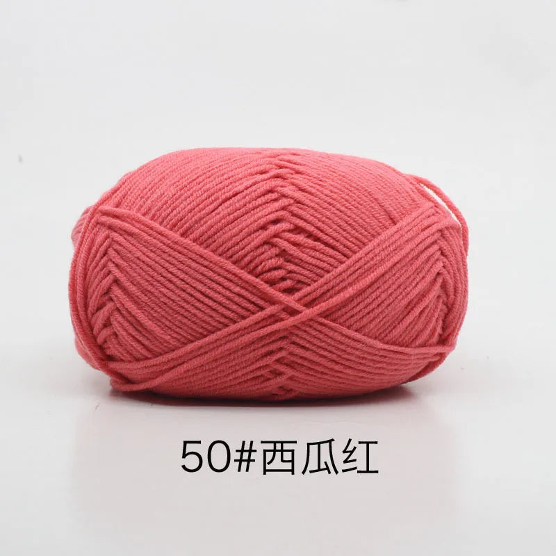 40-50g/Set 4ply Milk Cotton(80%) Knitting Yarn Needlework Dyed Lanas For Crochet Craft Sweater Hat Dolls At Low Price - imag…