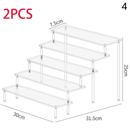 1-4 Tier Acrylic Display Stand Durable Display Rack For Cupcake Perfume Doll Transparent Trapezoidal Blind Box Storage Shelf…