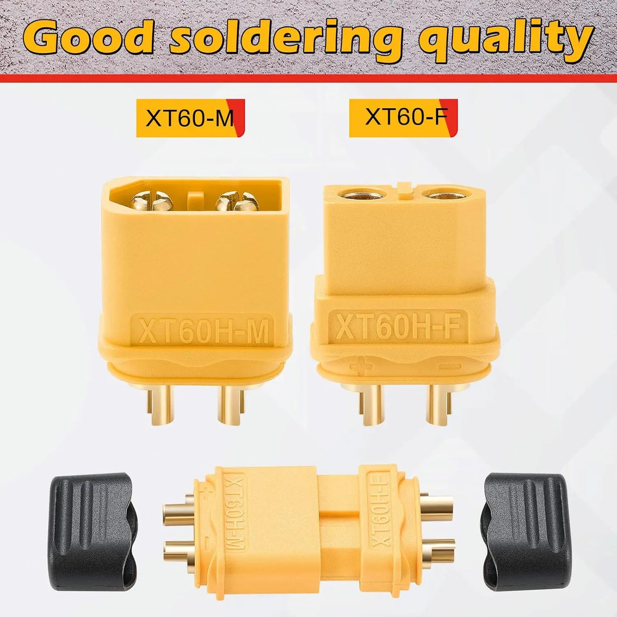 10 Pair XT60H (XT60 Upgrade) Connectors, XT60H Male Female Bullet Connectors Plugs with Sheath for Lithium Battery RC Planes…
