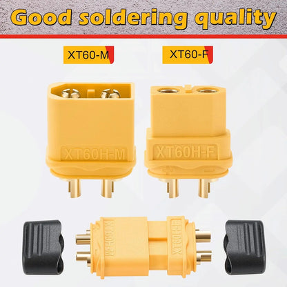 10 Pair XT60H (XT60 Upgrade) Connectors, XT60H Male Female Bullet Connectors Plugs with Sheath for Lithium Battery RC Planes…