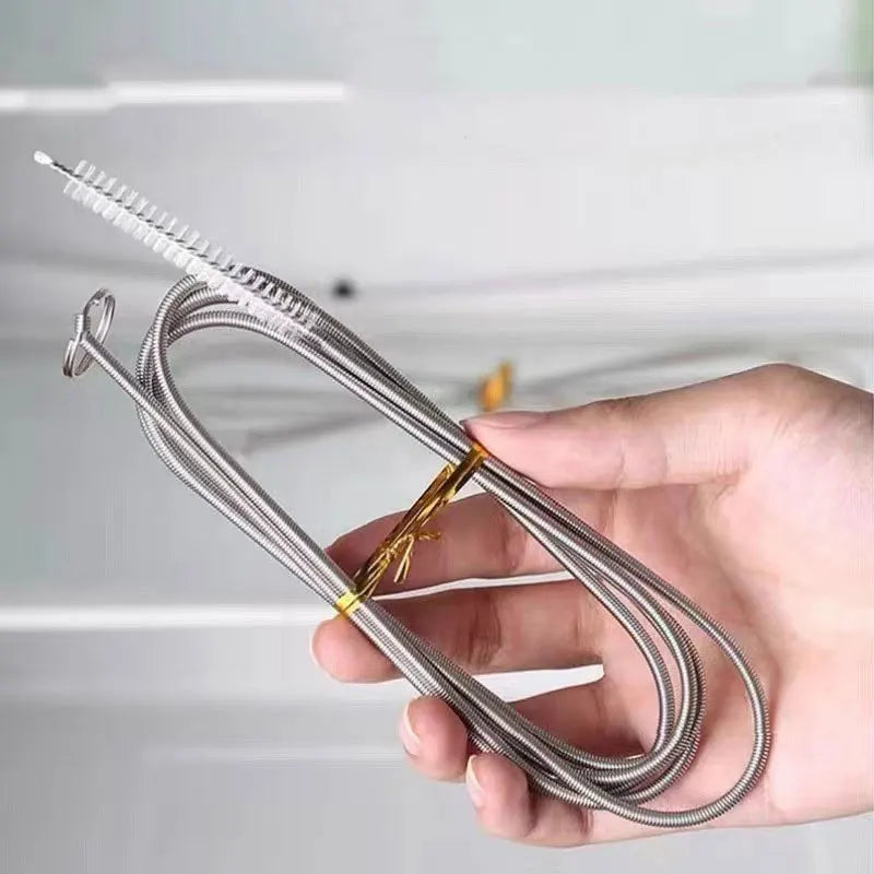 Refrigerator Drain Dredge Cleaning Set Long Flexible Refrigerator Scrub Brush Water Dredging Tool Water Tube Cleaning Coil B…