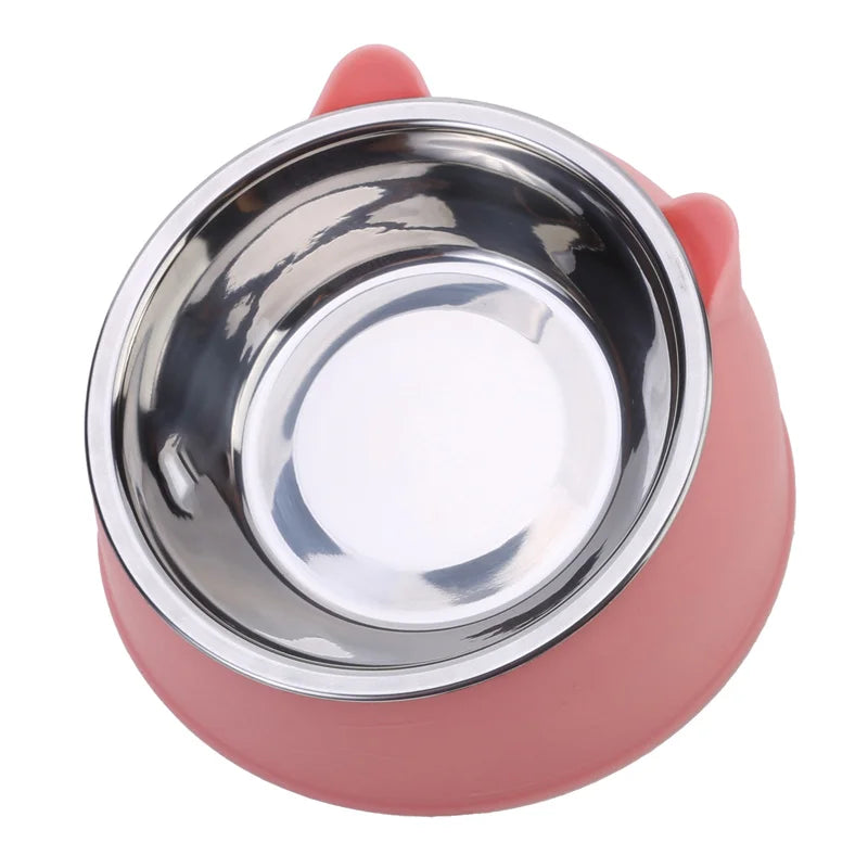 1/2/5pcs Cat Bowl Creative Inclined Kitten Puppy Food Feeding Bowls Stainless Steel Cats Drinking Feeder Pet Dogs Cats Feede…