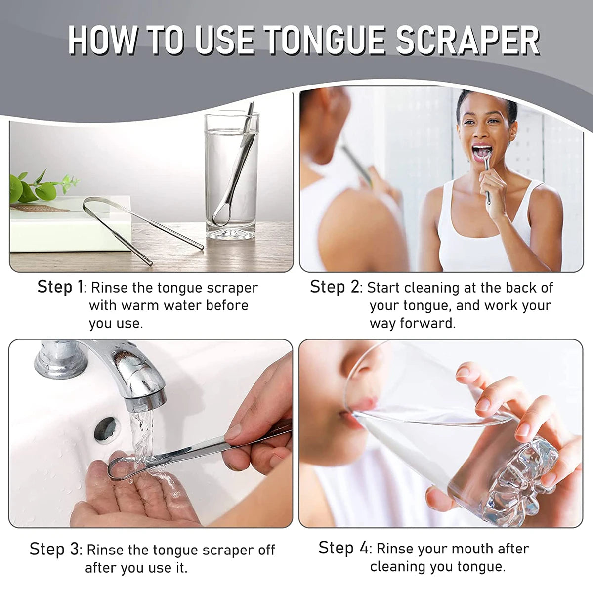 Premium 1pcs/3pcs Metal Tongue Scraper Cleaner for Adults & Kids, Portable Stainless Steel Tongue Scrapers Brushes for Remov…
