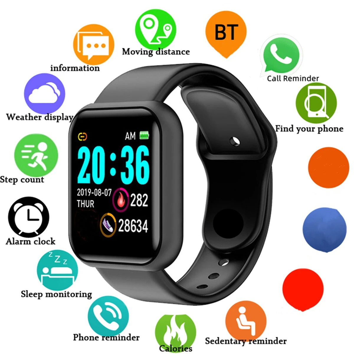 Smartwatch Men Women Wristwatches Smart Watch Message Fitness Monitor Bracelet Birthday Gift Electronic Clock For Android IO…