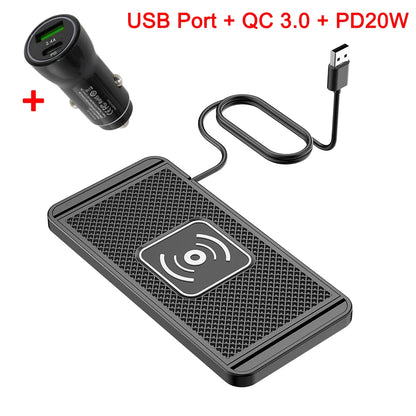 Car Wireless Charger for Iphone 16 15 15 Pro Max 14 13 12 X Samsung S24 S23 Wireless Car Charger Silicone Pad Stand Fast Cha…