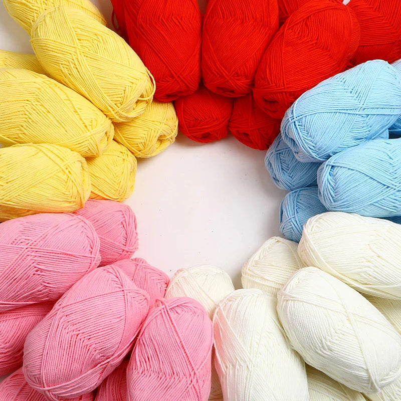 40-50g/Set 4ply Milk Cotton(80%) Knitting Yarn Needlework Dyed Lanas For Crochet Craft Sweater Hat Dolls At Low Price - imag…