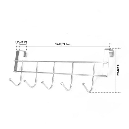 Bold Stainless Steel 5-hook Cabinet Door Back Hook 5 Hooks 24.5x9x2.39 cm Small Door Hooks Room Clothes Towel Storage Holder…