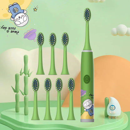 Children's Electric Toothbrush Color Cartoon Space Series Children's Soft Hair Cleaning Brush (Battery Not Included) - image…