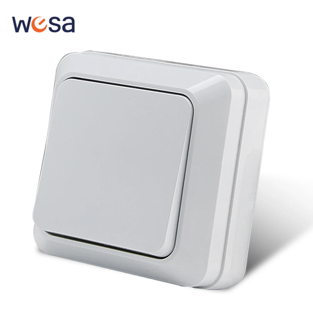 WESA White Wall Surface 2 Sockets Plugs EU Exterior Electrical Outlets With Ground Power Socket Flame Retardant Paint Plasti…