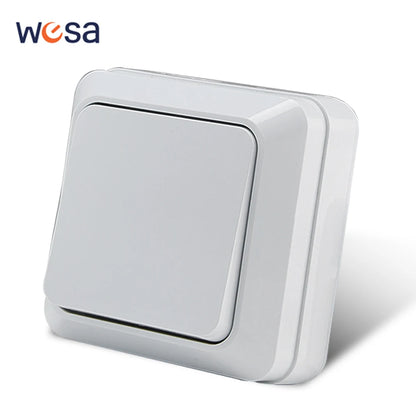 WESA White Wall Surface 2 Sockets Plugs EU Exterior Electrical Outlets With Ground Power Socket Flame Retardant Paint Plasti…