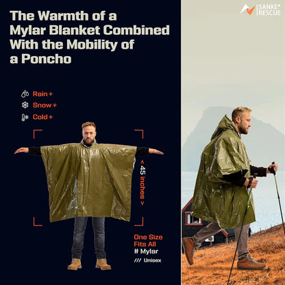 Emergency Waterproof Raincoat Aluminum Film Disposable Poncho Warm Thermal Rainwear Blankets Survival Tools Camping Equipmen…