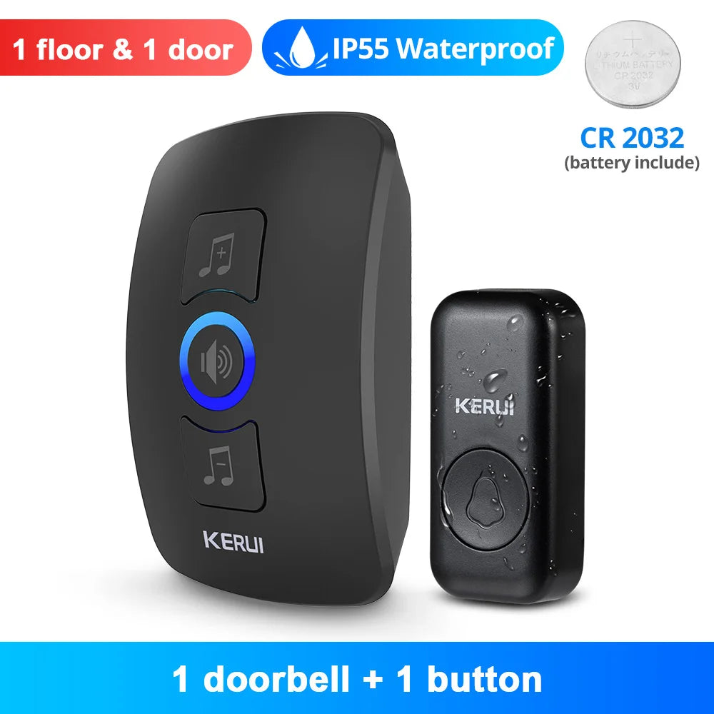 KERUI Wireless Doorbell Waterproof OutDoor Smart Home Door Bell Welcome Melodies Chimes LED Flash Security Adjustable Volume…