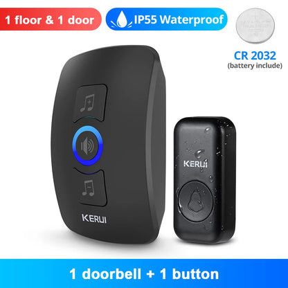 KERUI Wireless Doorbell Waterproof OutDoor Smart Home Door Bell Welcome Melodies Chimes LED Flash Security Adjustable Volume…