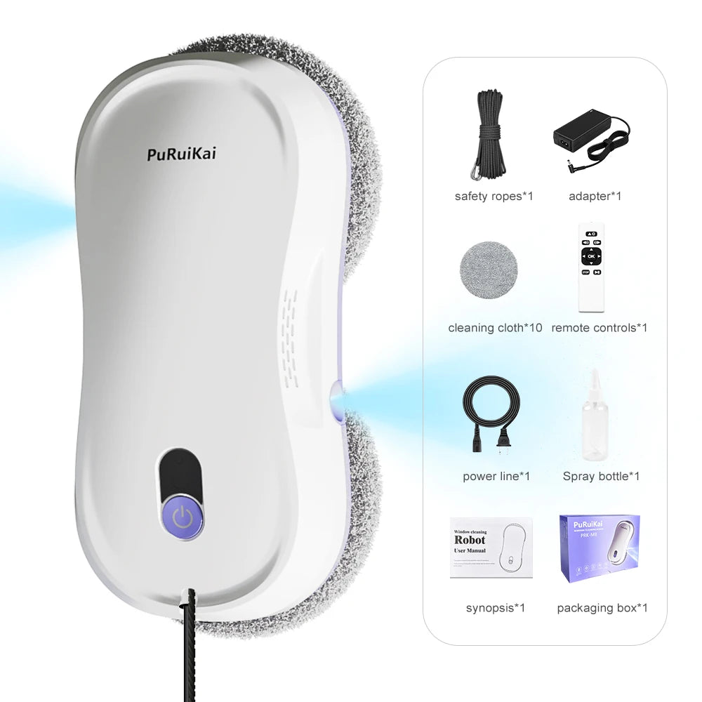 PuRuiKai Portable Window Cleaning Robot,Intelligent Cleaning with Dubbele Nozzle Water Sprayer, Remote Control - image 7