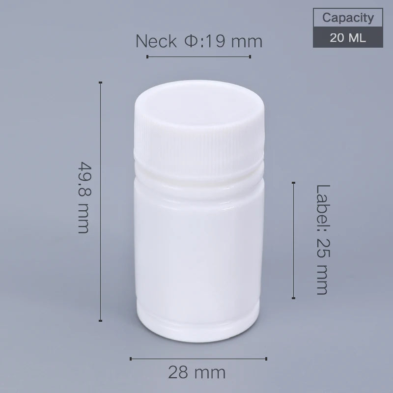 10pcs 20-200ml Plastic HDPE White Empty Seal Bottles, Refillable Pill Vials for Medicine, Capsule, Solid Powder, Reagent Sto…