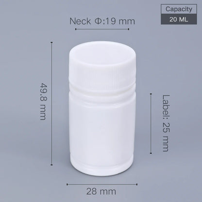 10pcs 20-200ml Plastic HDPE White Empty Seal Bottles, Refillable Pill Vials for Medicine, Capsule, Solid Powder, Reagent Sto…