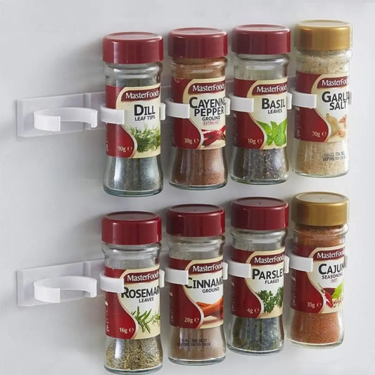 2pcs Grey Plastic Kitchen Jar Rack Wall-Mounted Adhesive Seasoning Bottles Holder Spice Bottle Holder Tool Kitchen Storage R…