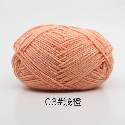 40-50g/Set 4ply Milk Cotton(80%) Knitting Yarn Needlework Dyed Lanas For Crochet Craft Sweater Hat Dolls At Low Price - imag…