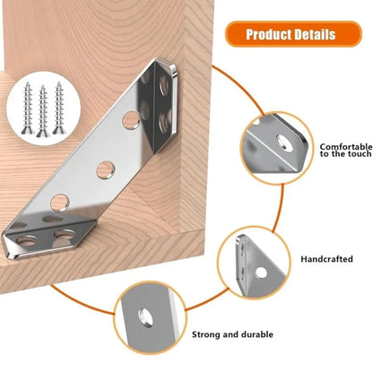 10/20/40/50pcs Thickened Stainless Steel Angle Code 90 Degrees Right Angle Fixed Bracket Furniture Connectors - image 2