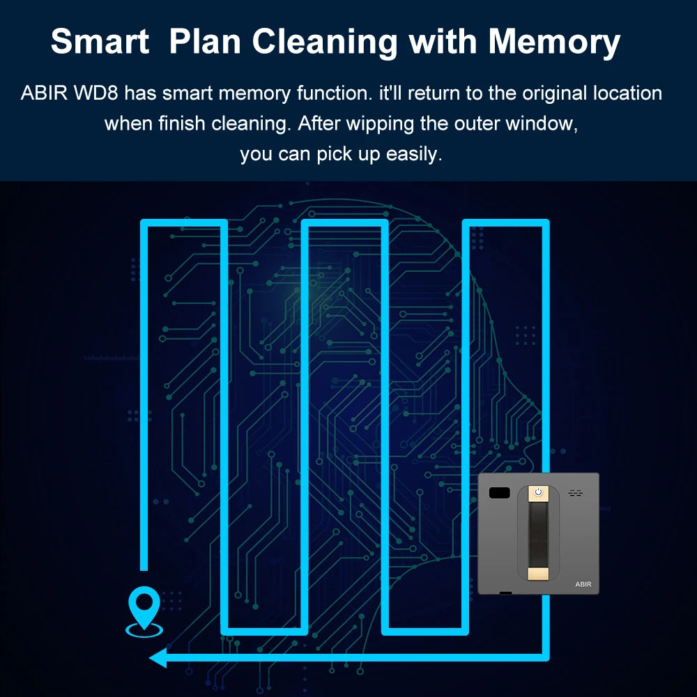 ABIR WD8 Robot Window Vacuum Cleaner,Dual Water Spray,Laser Sensor,Smart Home Glass Wall Wet Dry Cleaning ,APP&Remote Contro…