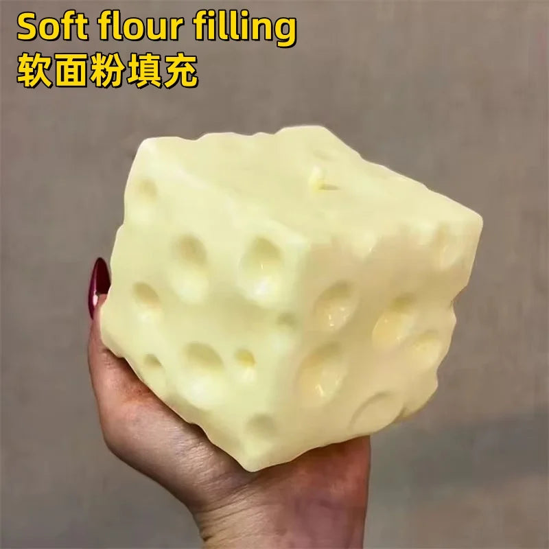 *-*Jumbo Cheese Cube Stress Ball Big Cheese Shapeable Squeeze Ball Non-Bounce Fidget Toy ASMR Sensory Anti-Stress Festival G…