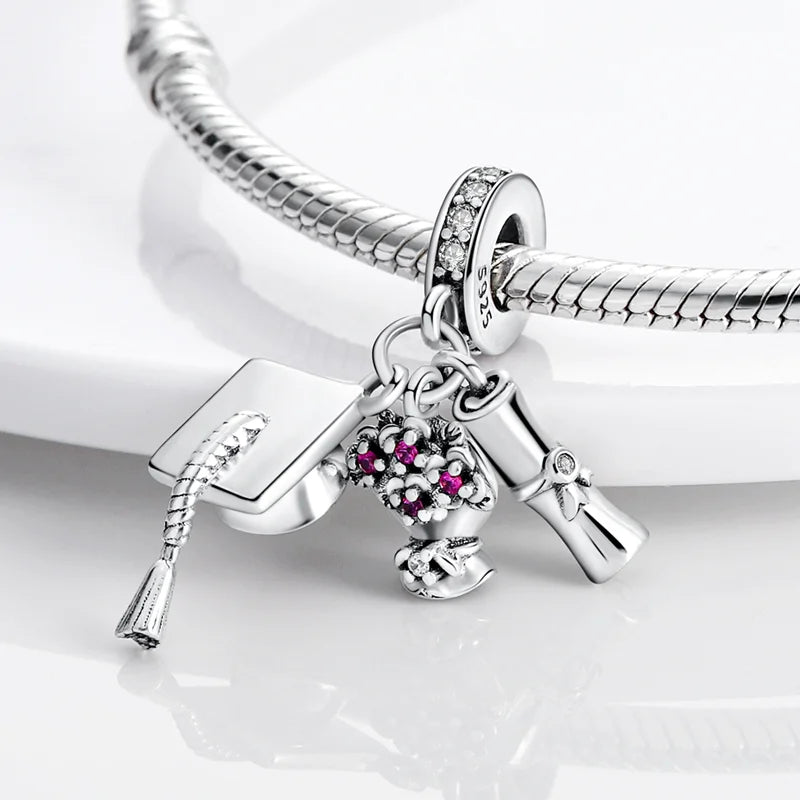 2026 Hot Sale Charms Bead 925 Sterling Silver Pink Butterfly Luminous Firefly Dangle Fit Bangle Bracelet Necklace DIY Jewelr…