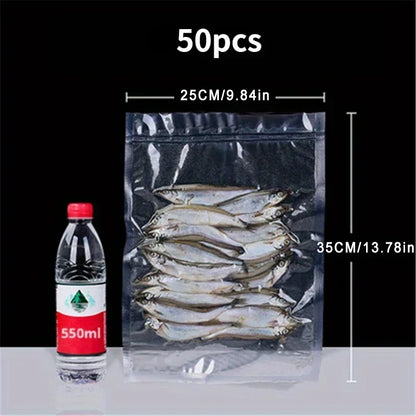 50pcs/Lot BPA-Free Food Vacuum Plastic Sealing Bags Food Preservation Sealed Bag Household Reusable Vacuum Sealer Bag - imag…