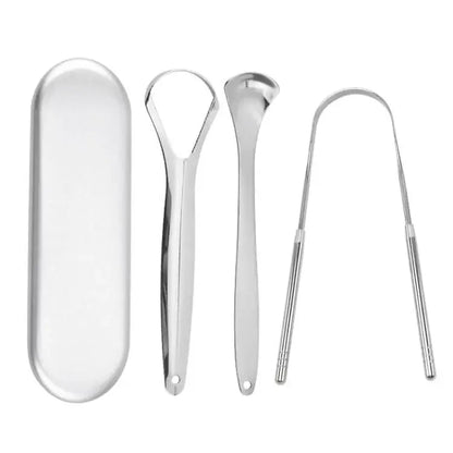Premium 1pcs/3pcs Metal Tongue Scraper Cleaner for Adults & Kids Portable Stainless Steel Tongue Scrapers Brushes for Removi…