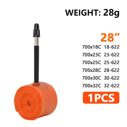 ThinkRider 1Pcs Ultralight 28g Bike Inner Tube 700X18 25 28 32 Road Bicycle TPU Material Tire 65mm Length French Valve - ima…
