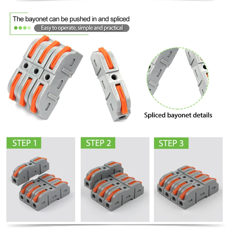 5PCS Fast Wire Connector Push-in Electrical Terminal Block Universal Splicing Wiring Cable Connectors For Cable Connection S…