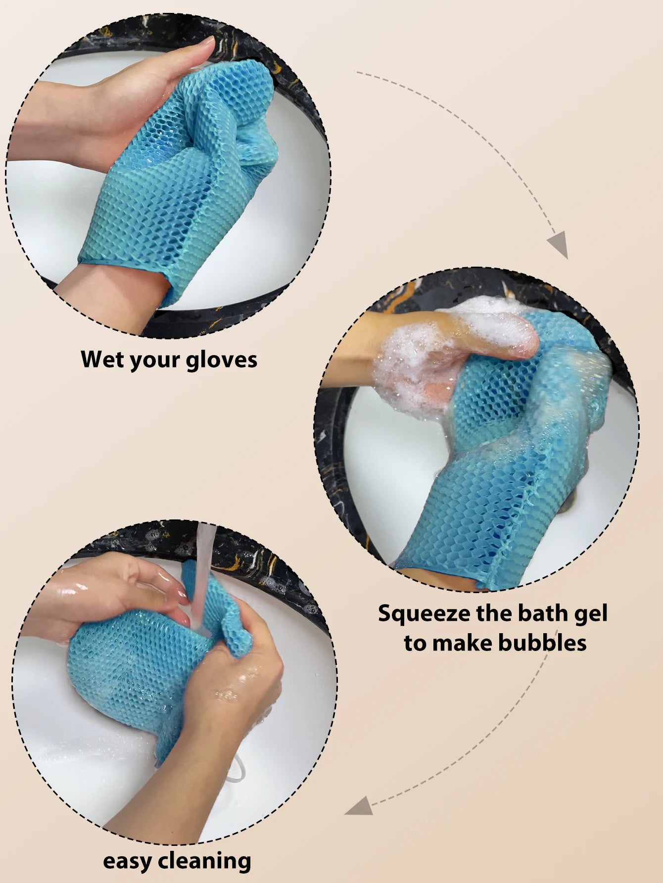Exfoliating shower glove with colorful honeycomb weave and TPU high elasticity antibacterial material - gentle, safe and dur…