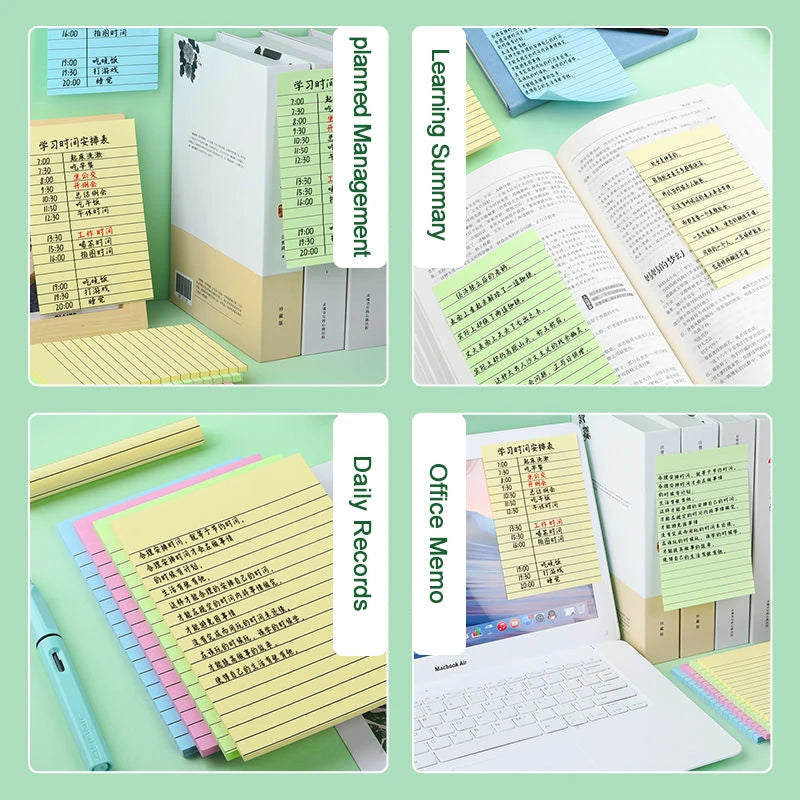 200sheets Line Sticky Notes 4 Colors Portable Student Note Marker Writing Sticky Notes Self-Adhesive Easy To Apply Notepad -…