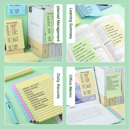 200sheets Line Sticky Notes 4 Colors Portable Student Note Marker Writing Sticky Notes Self-Adhesive Easy To Apply Notepad -…