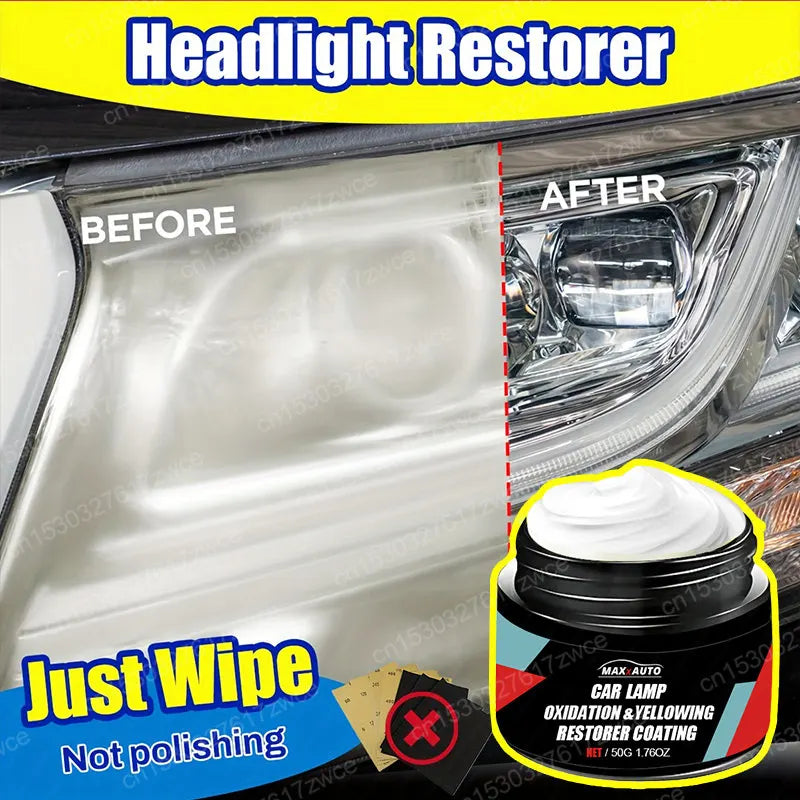 Car Headlight Restoration Polishing Kits Headlamp Scratch Remover Repair Cleaning Paste Remove Oxidation Headlight Polish Li…