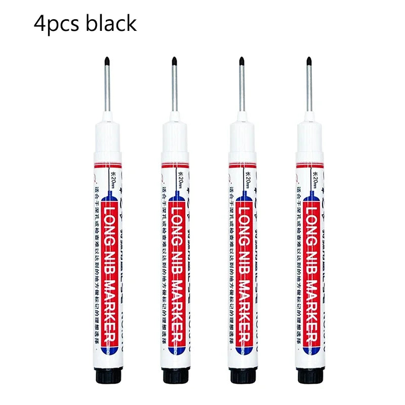 4/12 Pcs Waterproof Long Head Markers Deep Hole Marker Pen for Metal Carpenter Red/Black/Blue/Green Ink Woodworking Tools Ma…