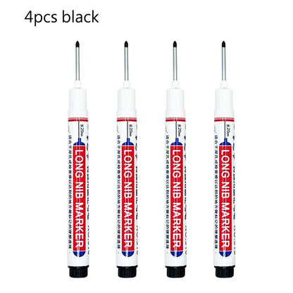 4/12 Pcs Waterproof Long Head Markers Deep Hole Marker Pen for Metal Carpenter Red/Black/Blue/Green Ink Woodworking Tools Ma…