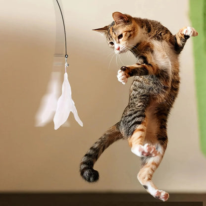 Cat Teaser Toy - Interactive Bell & Feather Wand - Long Suction Cup Pole for Exciting Playtime Adventures - Ultimate Cat Toy…
